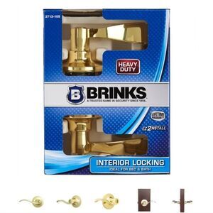 Brink's Privacy Wave Style Door Lever, Polished Brass Finish
